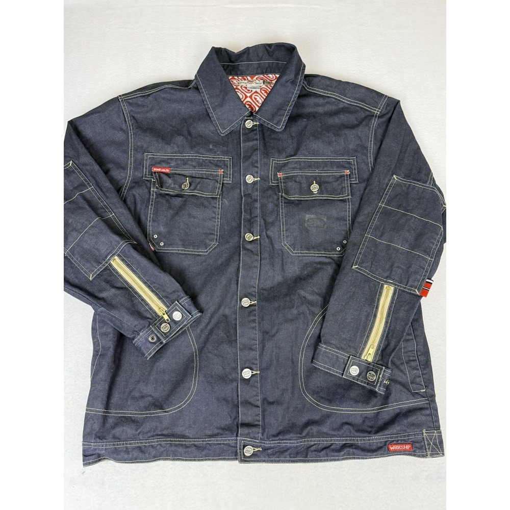 Ecko Unltd Jean Jacket Mens 2XL Black Denim Trucker Skater Hip Hop Rap